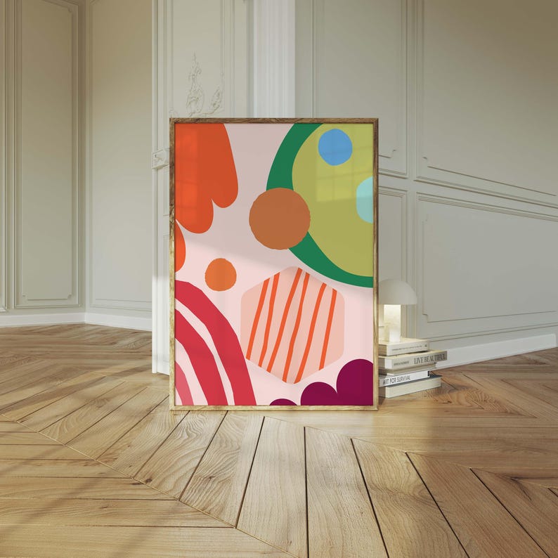 Colorful Abstract Wall Art Set | Modern Geometric Print Set for Living ...