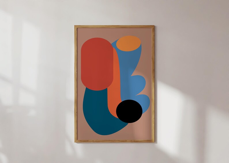 Colorful Mid Century Modern Art Print Set of 2 Modern Wall Art Etsy