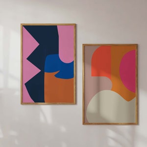 Abstract Art Prints Set of 2: Colorful Gallery Wall (Digital Download)