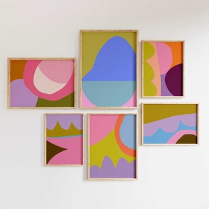 Pink and Green Print Set Gallery Wall Decor Set of 6 Prints Cute Trendy Prints Maximalist Art Print Modern Art Set of 6 Digital Download