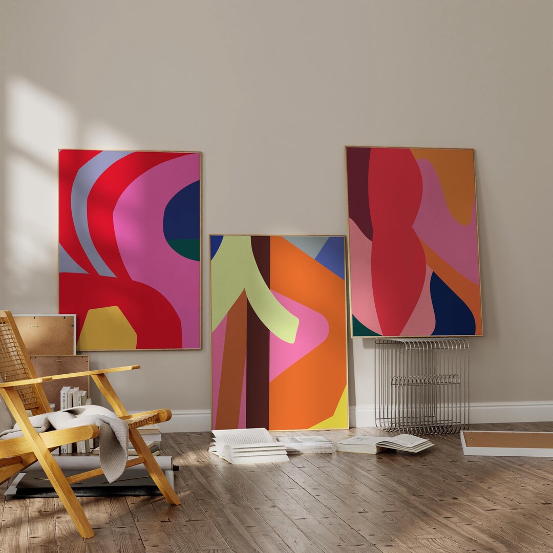 Set of 3 Art Prints | Modern Abstract Wall Art Set | Minimalist Home ...