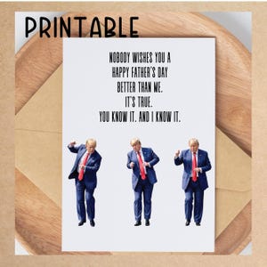 Cartão engraçado do dia dos pais de Trump, cartão de Trump para impressão, saudação de dança de Trump, cartão de humor político, presente para o pai, download digital
