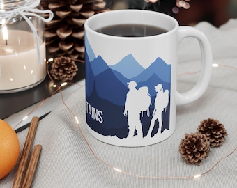 Mountain Adventure Ceramic Mug, Hike Lover Gift, Outdoor Enthusiast Cup, Nature Inspired Coffee Mug, Wanderlust Tea Mug, Camping Trip