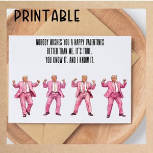 Lustige Trump Valentinskarte, druckbare Trumpf Karte, Trump Tanzen Gruß, Politische Humor Valentinstag Karte, digitaler Download zum Ausdrucken