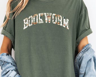 bookworm comfort colors, Book Lover Shirt, Bookish t-shirt, Gift for Librarian, Floral Books Shirt, Book Nerd, Book Club Gift, Reading Shirt