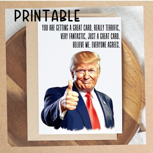Grappige Trump-verjaardagskaart, afdrukbare Trump Card, sarcastische Trump-groet, politieke humor verjaardagskaart, digitale download, cadeau voor papa