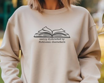 easily distracted by, Book Lover hoodie,  Reader sweatshirt, Bookish, Gift for Librarian, Floral Books Shirt, Book Nerd, Book Club Gift,