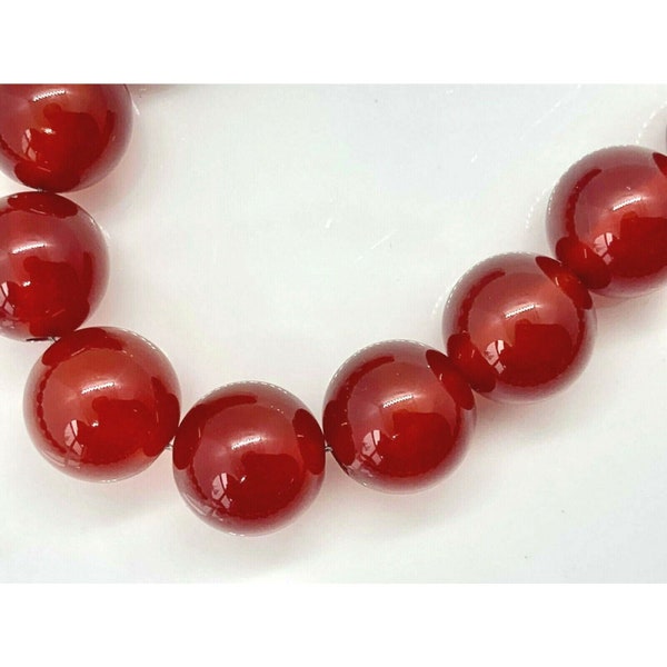 18" Carnelian Gemstone Natural 10mm  Bead Necklace 925 Solid Sterling Silver (Custom Length from 16-22 inches)