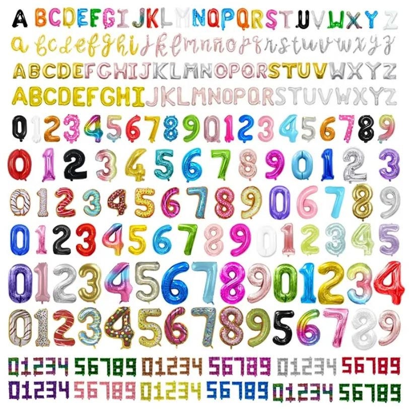 16 Alphabet A-Z Letter Number 0-9 Air Foil Balloons Birthday Name