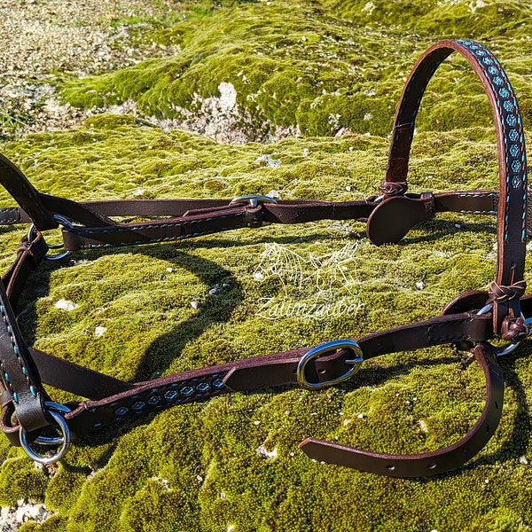 Muli/donkey hiking sidepull with integrated halter