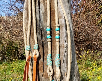 Reins, split reins made of soft polyester rope, rope reins, split western reins made of rope