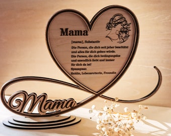 Laserdatei - Geschenk zum Muttertag dekorativer Aufsteller mit der Definition »Mama« – Digitaler Download SVG, DXF, PDF