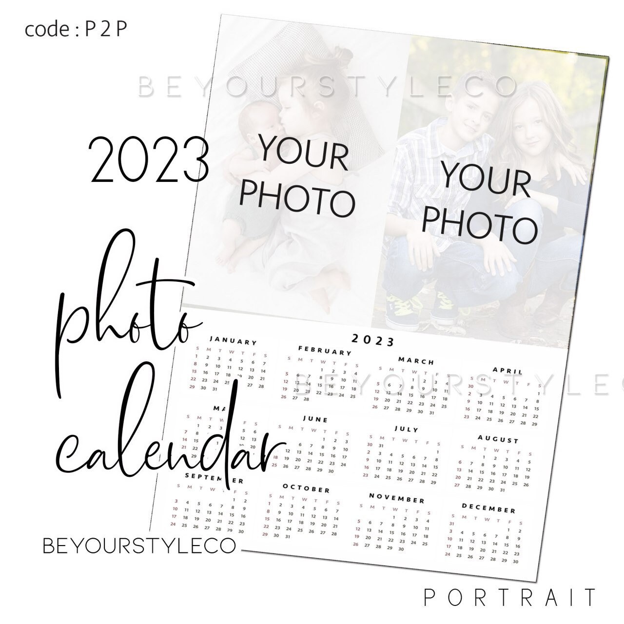 2023 Personalised PHOTO CALENDAR, Digital Download, Custom Photo Wall