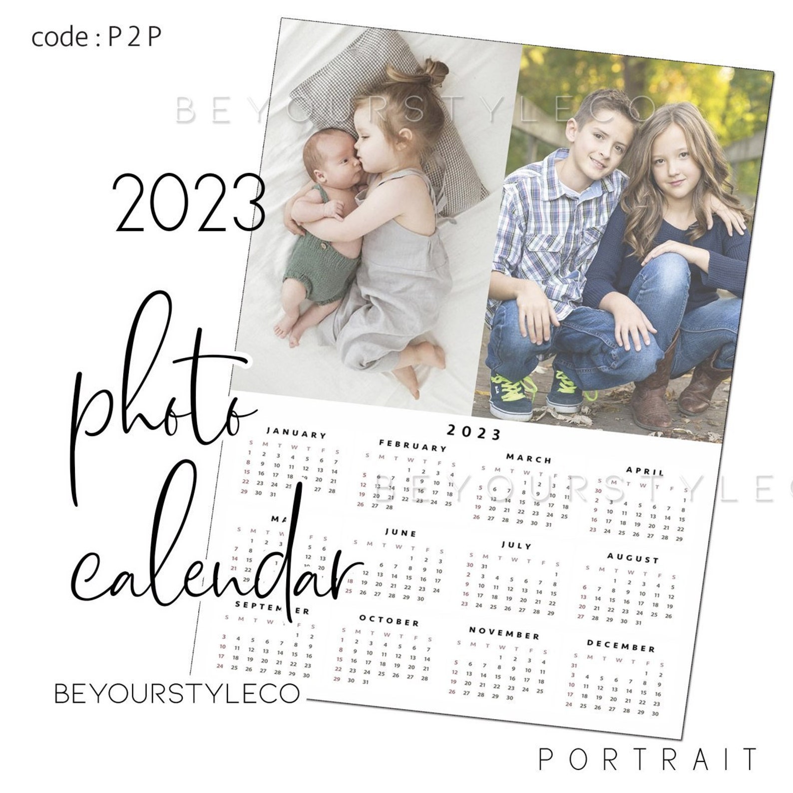 2023 Personalised PHOTO CALENDAR, Digital Download, Custom Photo Wall