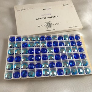 Vintage Boxed Swarovski 10mm Sapphire AB finish Margarita  beads (Style 5111)