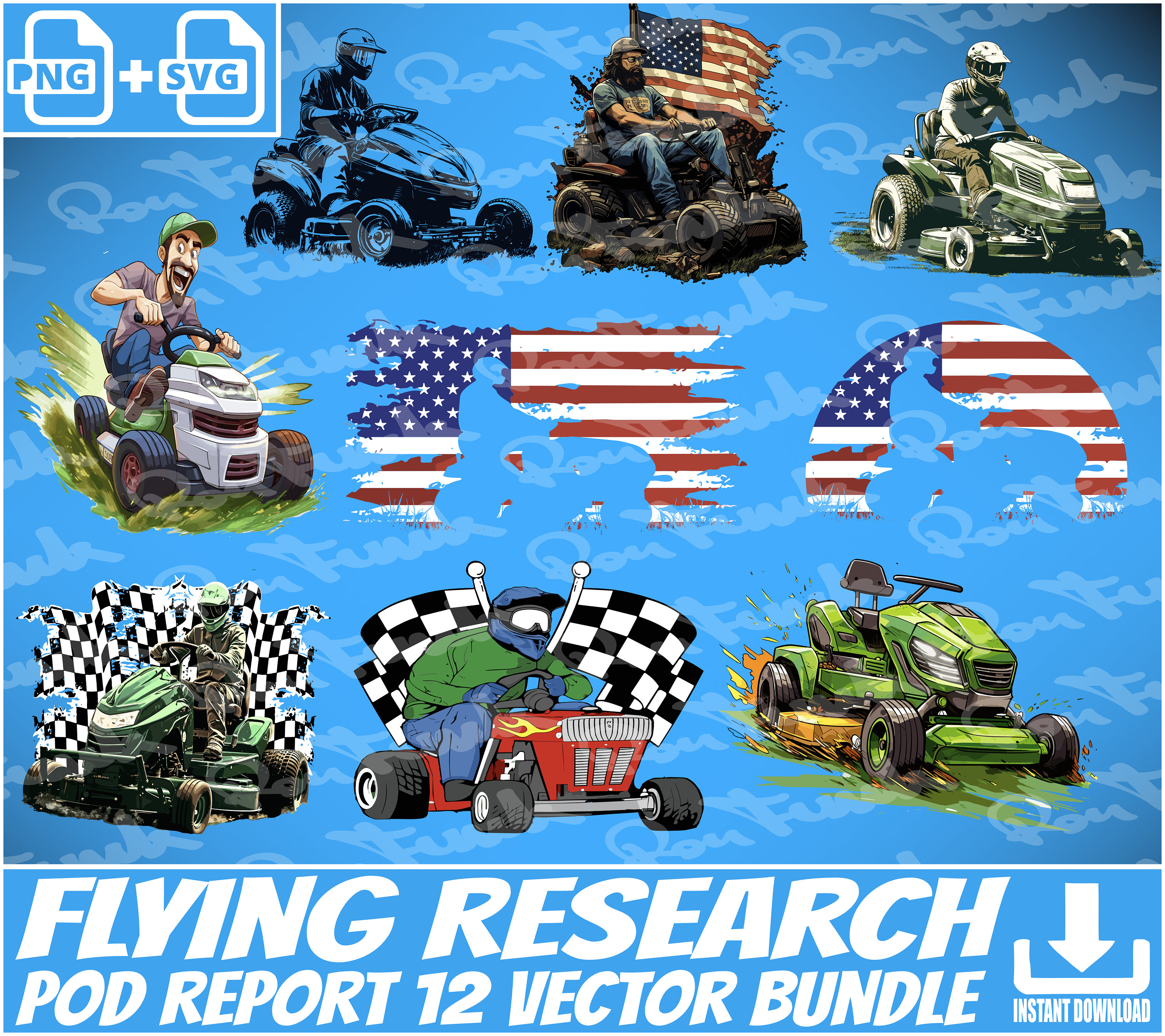 12 Lawn Mower Racing SVG Bundle for Shirts / Lawn Mower Racing PNG Files / Lawnmower Race