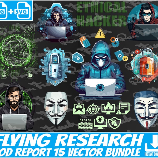 Ethical Hacker SVG Bundle For Shirts // cyber security PNG Files // Ethical Hacking Vectors for Commercial Use +POD Report Niche Guide