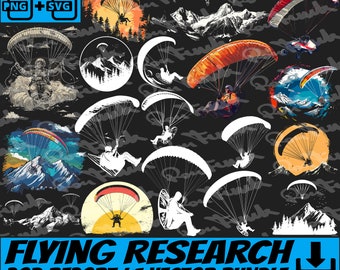 41 Paramotoring SVG Bundle For Shirts / Powered paragliding PNG Sublimation Files / PPG Vectors for Commercial Use + Pod Report Niche Guide