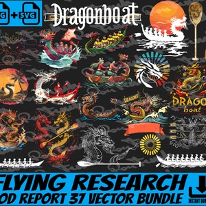 37 Paquete SVG Dragon Boat Racing para camisa / deportes acuáticos Archivos de sublimación PNG / remeros Vectores para uso comercial + Guía de nicho de informe Pod