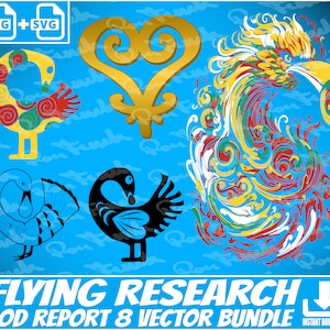 8 Sankofa Bird SVG Bundle / West African Akan symbol PNG Files / Ivory Coast and Ghana Vectors for Commercial Use +POD Report Niche Guide