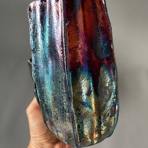 Handmade One-of-a-Kind Raku Vases Cactus Shaped Vase Unique Iridescent Rainbow Colors Shiny Metallic image 8