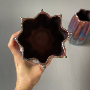 Handmade One-of-a-Kind Raku Vases Cactus Shaped Vase Unique Iridescent Rainbow Colors Shiny Metallic image 6
