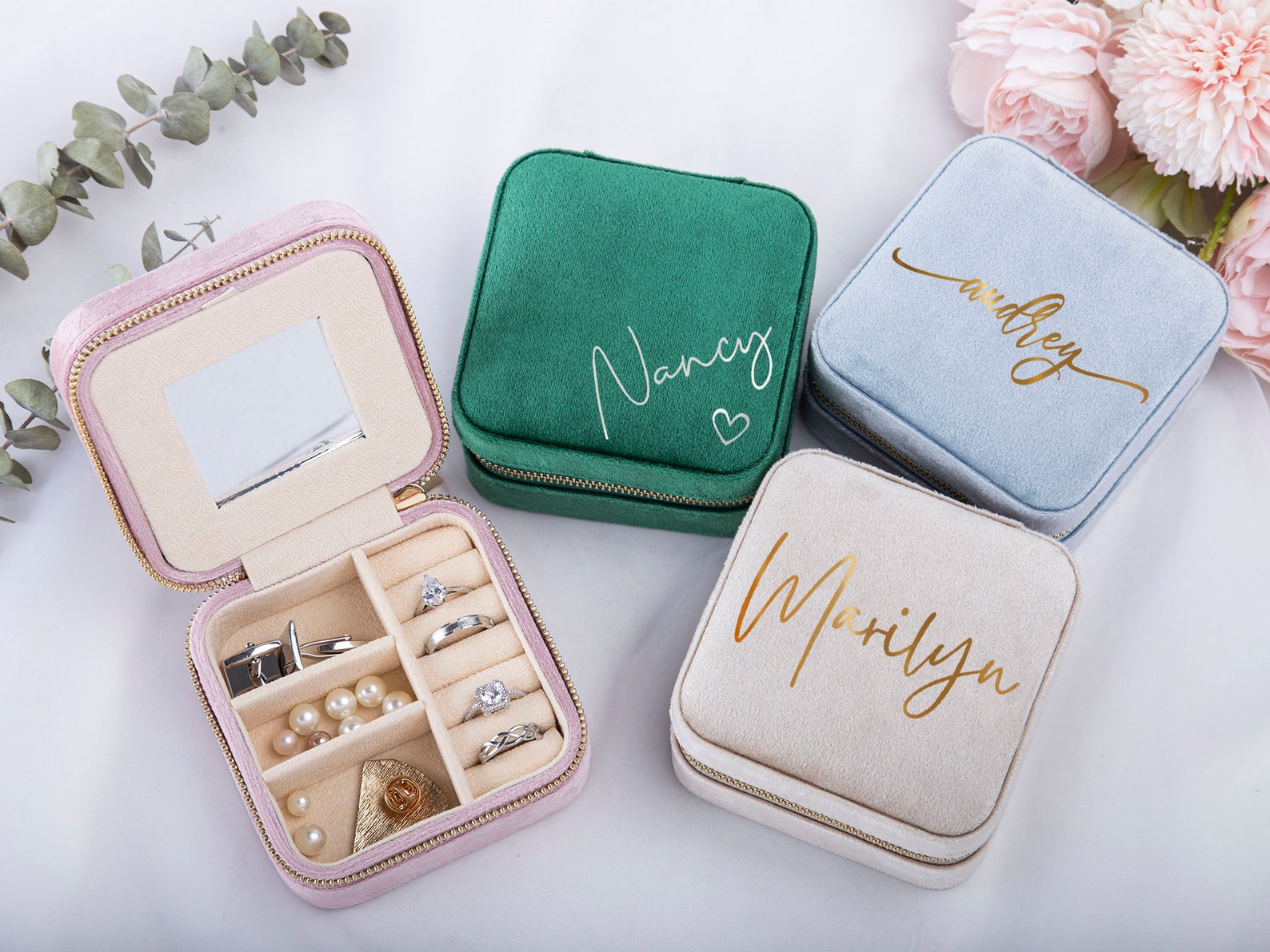 Velvet Personalized Jewelry Box Custom Jewelry Box Ring Box Etsy