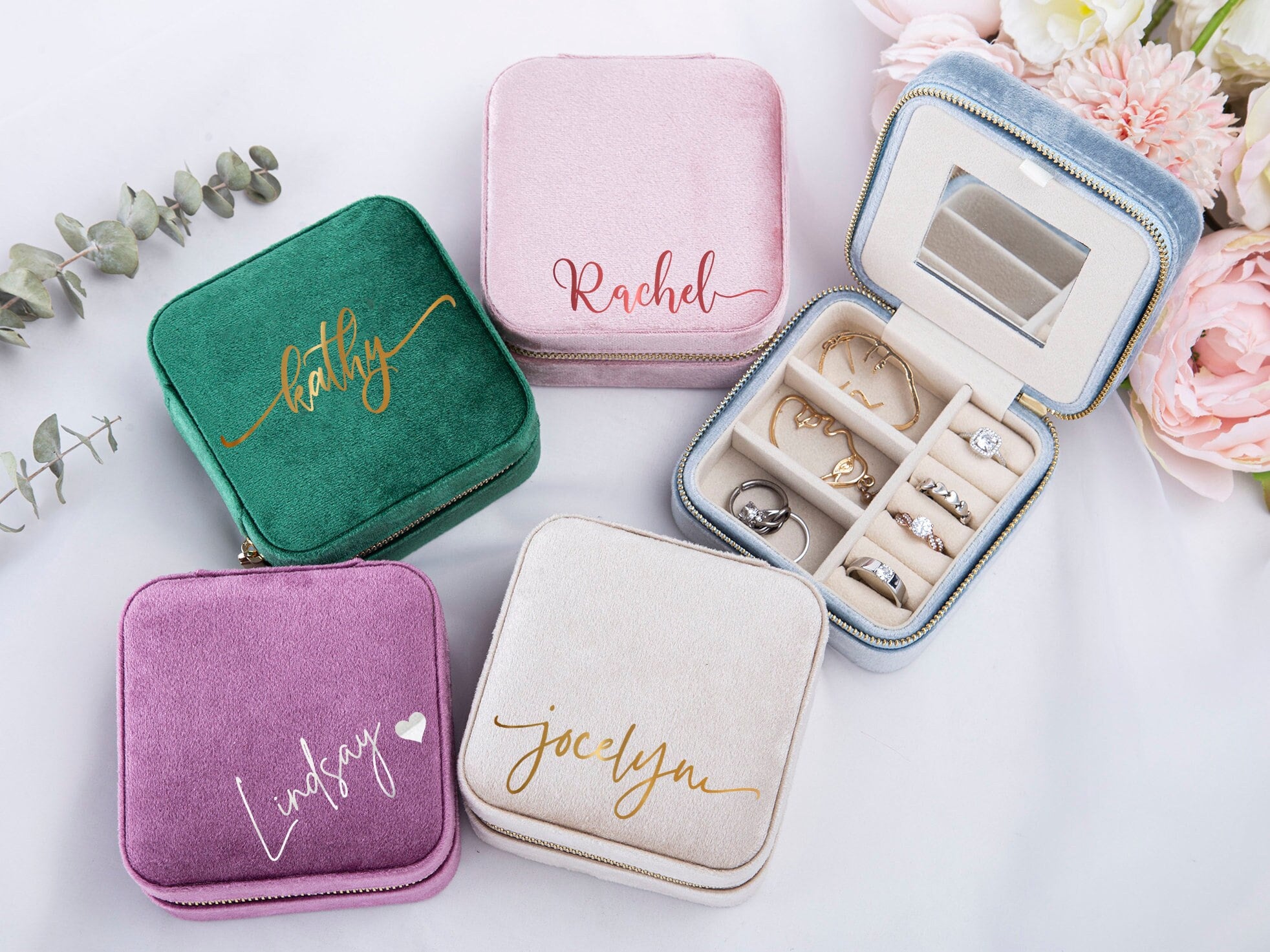 Personalized Velvet Jewelry Box Custom Jewelry Box Travel Etsy UK