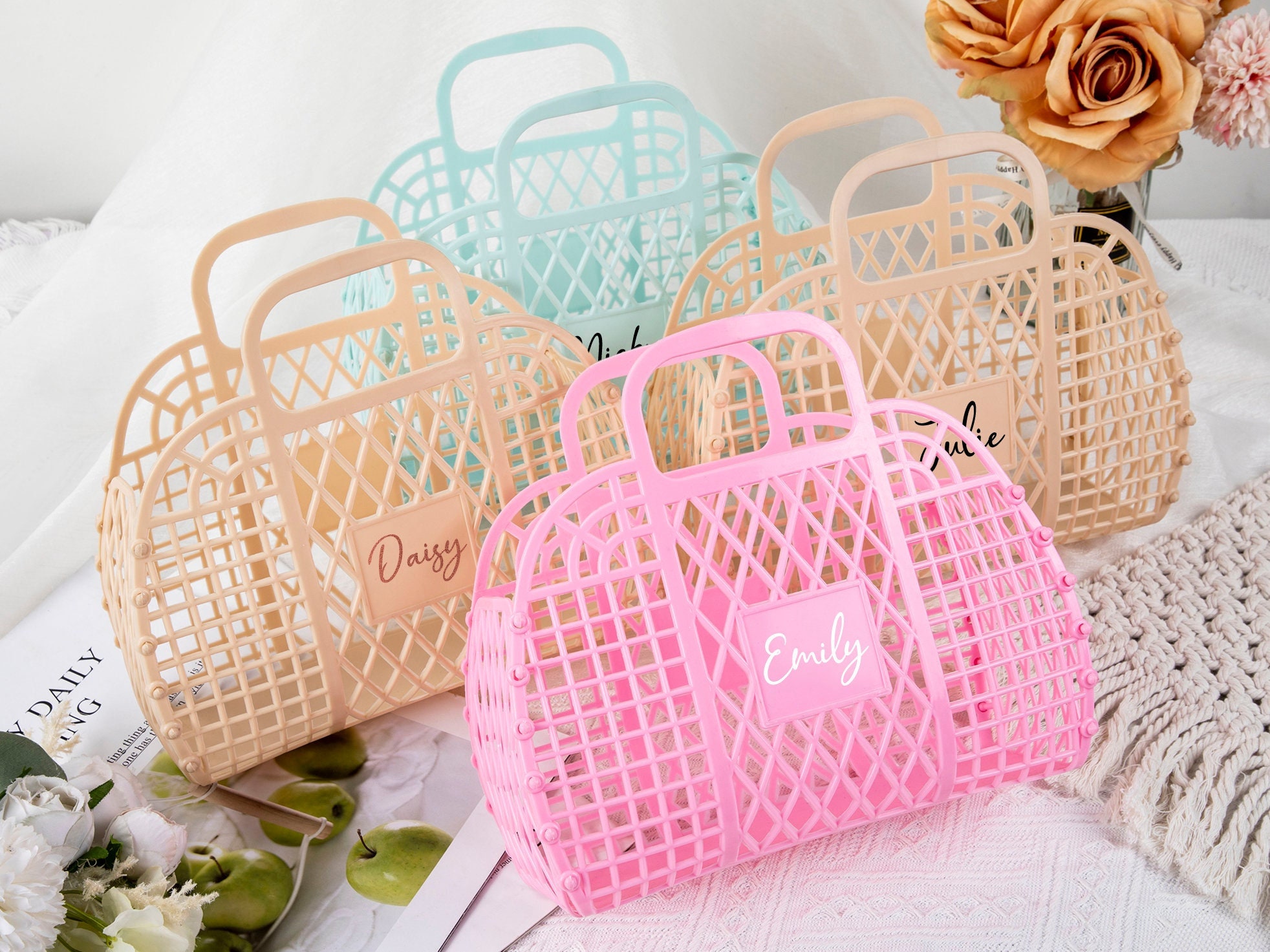 Bubblegum Pink Mini Retro Jelly Basket Bag