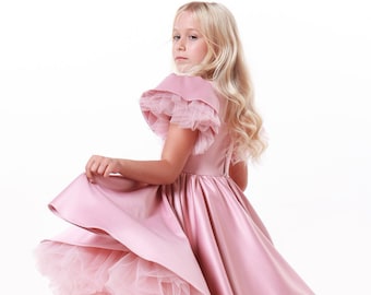 Pink tulle princess dress, Pink Tulle, Luxury kids dress, Ball Dress, Prom Dress, Soft tulle - Blossom Belle