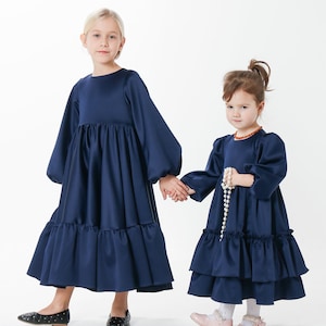 navy blue atlas Dress for concerts, birthdays, events, holidays, e.t.c. Navy blue, Black, Beige, Pink, white, e.t.c. image 6