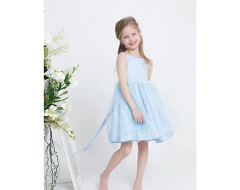 Robe en tulle bleu clair, Robe en tulle pour fille, Robe de princesse, Robe d'anniversaire, Robe de bal, Robe pour enfant - Rêve bleu ciel