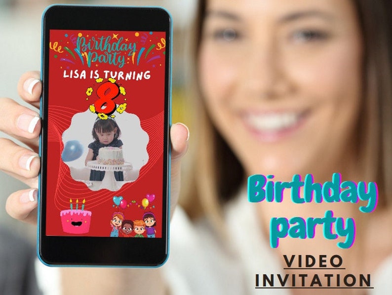 Kids Birthday Digital Animated Invitation Birthday Invite Etsy