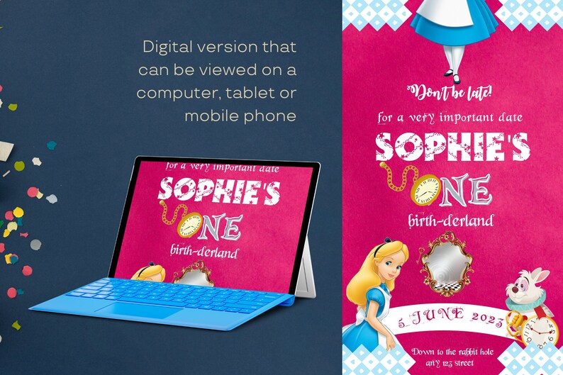 WEBSITE INVITATION RVSP Girl Birthday Party Invitation . Alice in Wonderland. Kids Birthday