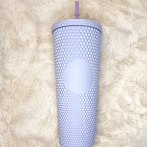 Studded 24oz double walled tumbler, personalised screw lid and straw, starbucks style, studded cold eco cup, birthday gift for girl friend Lilac Matte