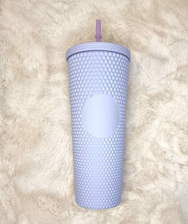 Studded 24oz double walled tumbler, personalised screw lid and straw, starbucks style, studded cold eco cup, birthday gift for girl friend Lilac Matte