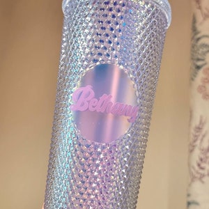 Studded 24oz double walled tumbler, personalised screw lid and straw, starbucks style, studded cold eco cup, birthday gift for girl friend Unicorn