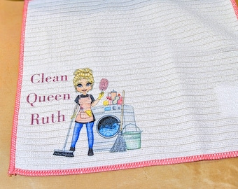 Personalised cleaning cloths, Customised gifts for cleaners, Housewarming item, Spring clean accessories, dusters for her, present new home