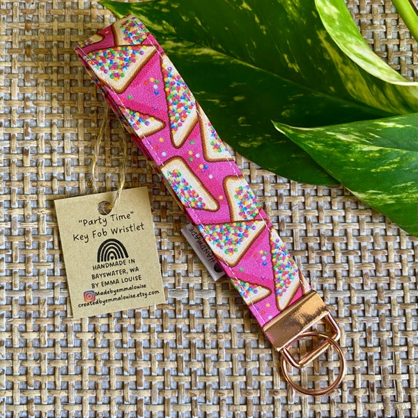 Key Fob Wristlet • Party Time • 100% Cotton • Handmade in Perth, WA