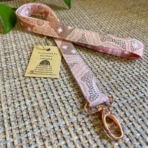 Fabric Lanyard •  Emma Stenhouse • Breakaway • Indigenous • Teacher Lanyard • ID • Keys • USB • Organic Cotton • Handmade in Perth, WA