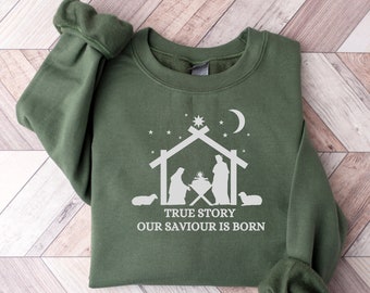 Christian Clothing, Christian Christmas Jesus Christmas Sweatshirt, Minimalist Christmas Jumper, Bible Verse Hoodie, Women Christian gift