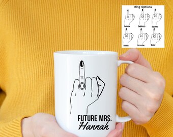 Personalisierte Future Mrs Tasse: Verlobungsring, Brautpartygeschenk