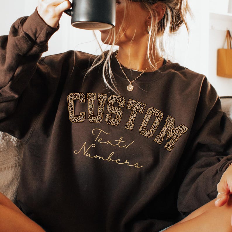 Custom Cheetah Print Sweatshirt, Add Your Personalized Text, Leopard ...