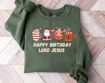 Christian Christmas  Sweatshirt Jesus Christmas  Jumper, Happy birthday Jesus Minimalist Christmas Jumper, Bible Shirt  Nativity Xmas Shirt