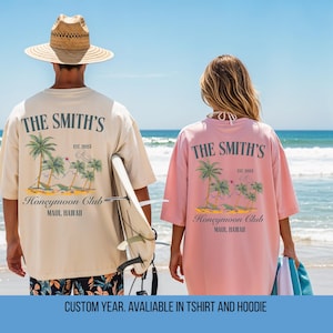 Camisetas personalizadas para el Club Social de Luna de Miel, camisetas con colores cómodos para Sr. y Sra., camisetas para recién casados, camisetas para el Club de Luna de Miel, camisetas para parejas