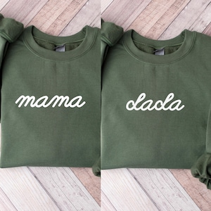 Conjunto de sudadera a juego de Mamá Papá: regalo para nuevos padres