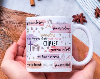 Bible Affirmations Mug: Christian Scripture, Religious Gift