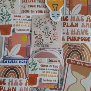Paquete de calcomanías de la Biblia, calcomanías para diario bíblico, papelería cristiana con palabras amables, juego de calcomanías religiosas, calcomanías cristianas, calcomanías para pantalla de teléfono