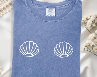 Camiseta Comfort Colors Sea Shells: Camiseta retro de los 90 con temática oceánica Y2K