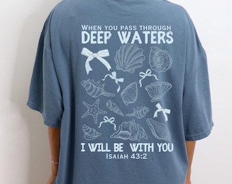 Shirt Christian Ocean Animal, T-shirt Coastal Sea Life, trendy Beachy oversized schrift T-shirt, shirt Jezus bijbelvers, Faith Apparel cadeau